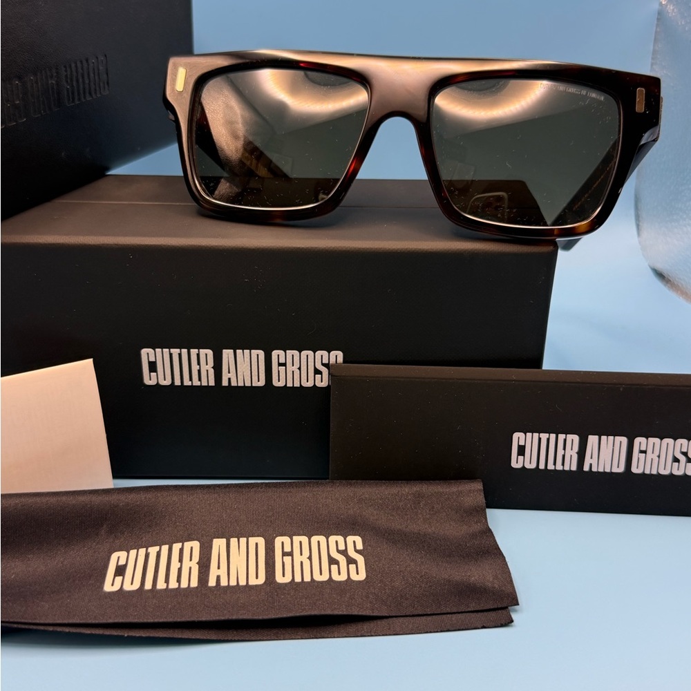 NIB Cutler and Gross Tortoise Shell Sunglasses